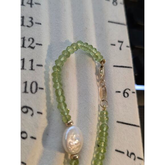 Zoe B. 14K Yellow Gold Coin Pearl & Green Tourmaline Necklace 36" - Picture 10 of 16